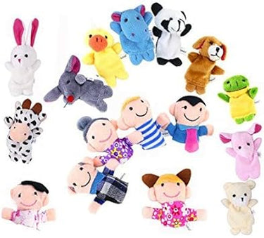 XLKJ Juego de Marionetas de Dedo de Peluche, 16 Unidades, Juguete Educativo para niños, Juego de marioneta de Mano